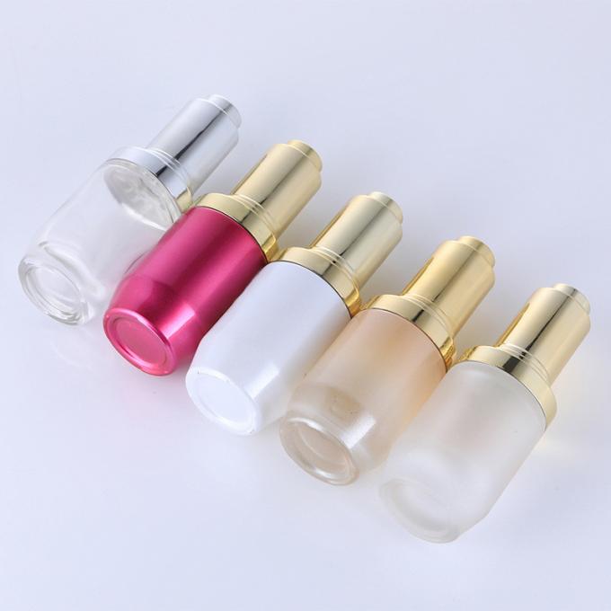 Round Transparent Glass Foundation Bottle Simple Design Silk Screen Printing Cosmetic Packaging 1